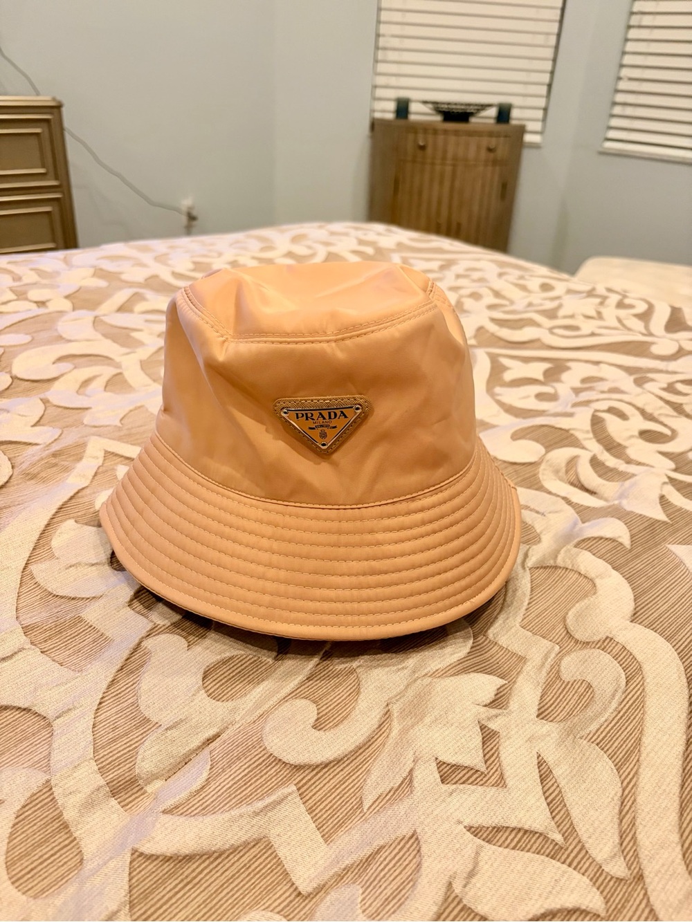 Prada Tan Vinyl Bucket Hat